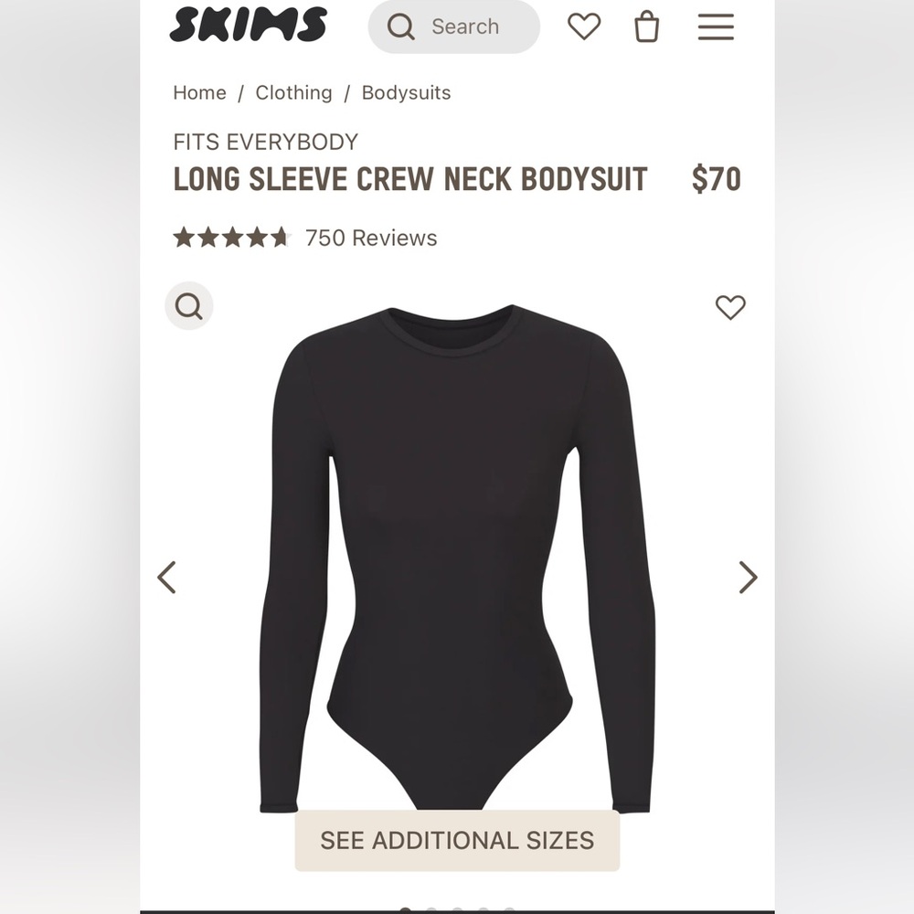 Skims long sleeve crew neck bodysuit